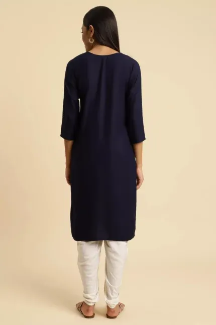 Blue Pashmina Work Kurti